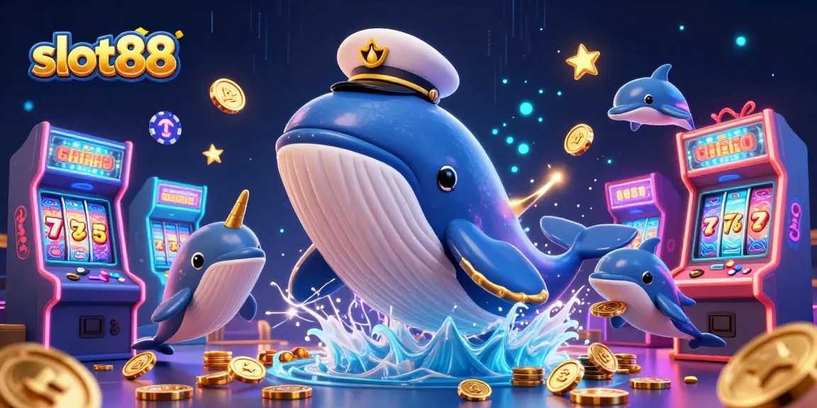 Play and win big on slot88 as a cartoon whale and friends dive into a sea of riches.