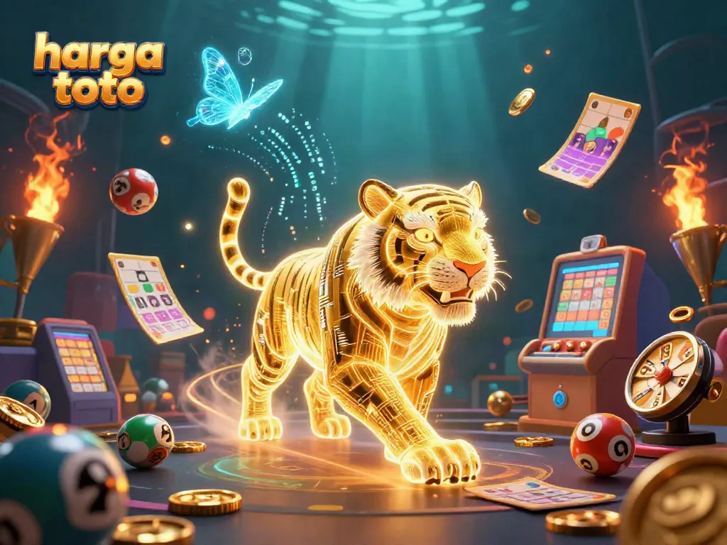 Main visual dari harga toto dengan karakter unik dan elemen permainan togel yang menarik.