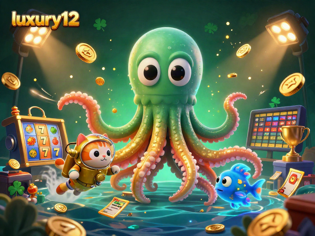 Experience luxury12 with a vibrant 3D casino scene showcasing a kraken and treasure.
