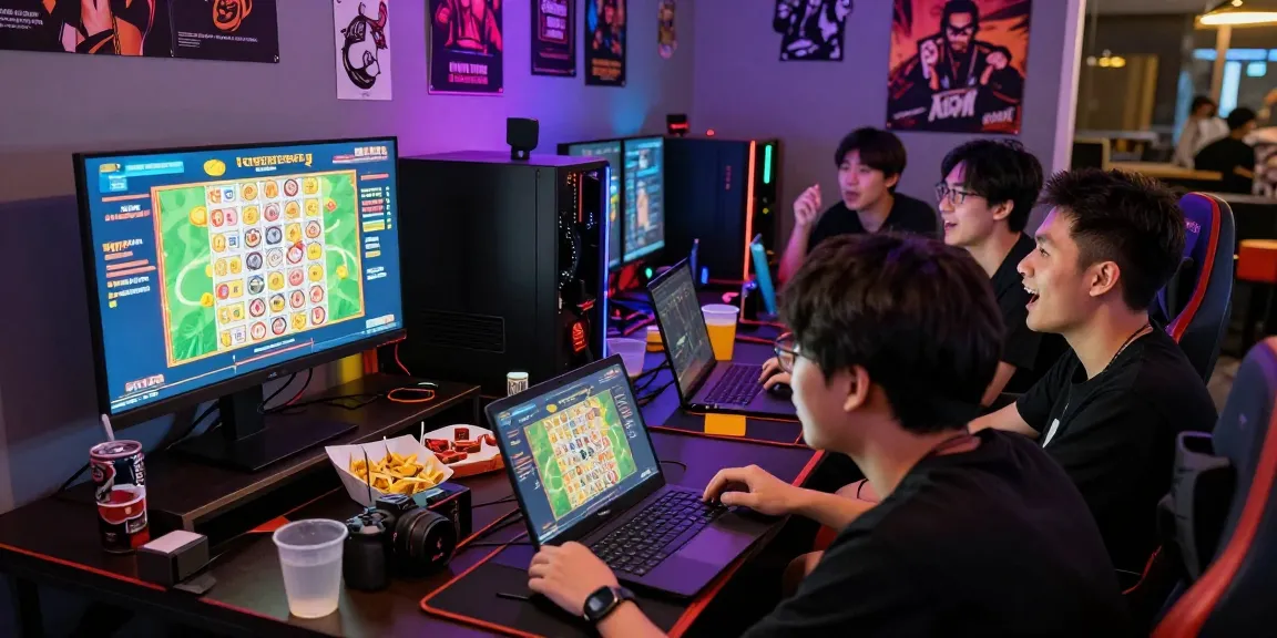 Togel online di ruang permainan yang meriah dengan teman-teman terlibat.