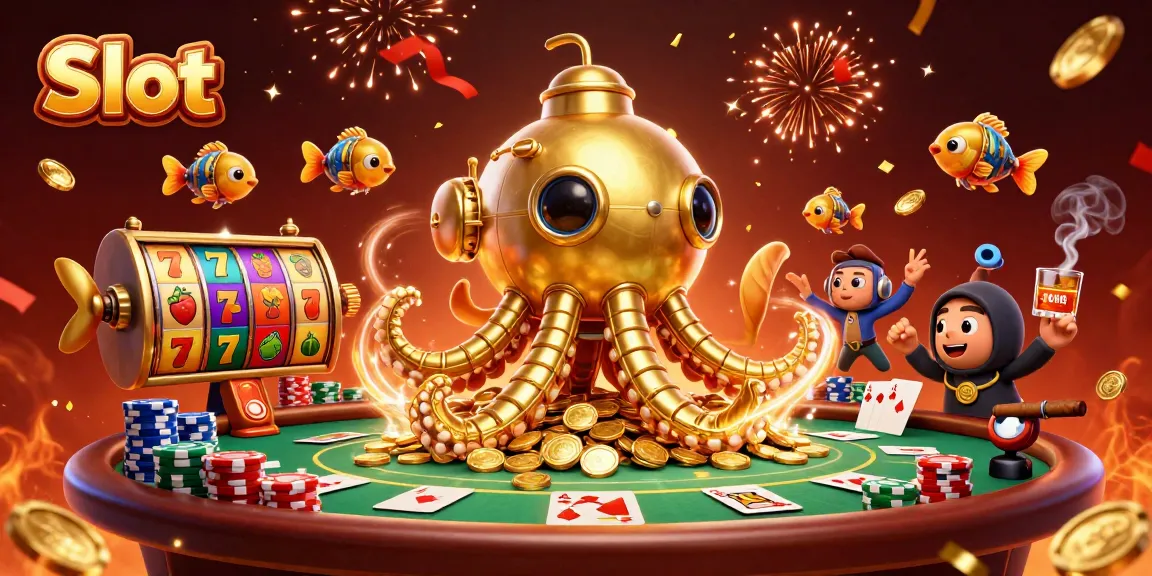 Engage with exciting Slot games featuring vibrant illustrations of 3D characters, poker chips, and reels.
