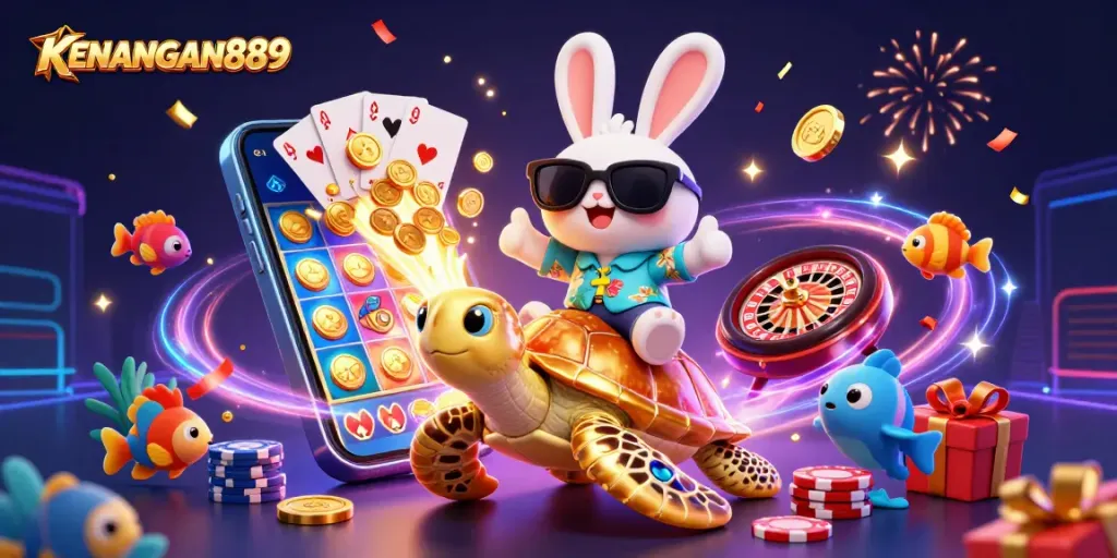 Spin to win with KENANGAN889 in this vibrant 3D casino adventure!