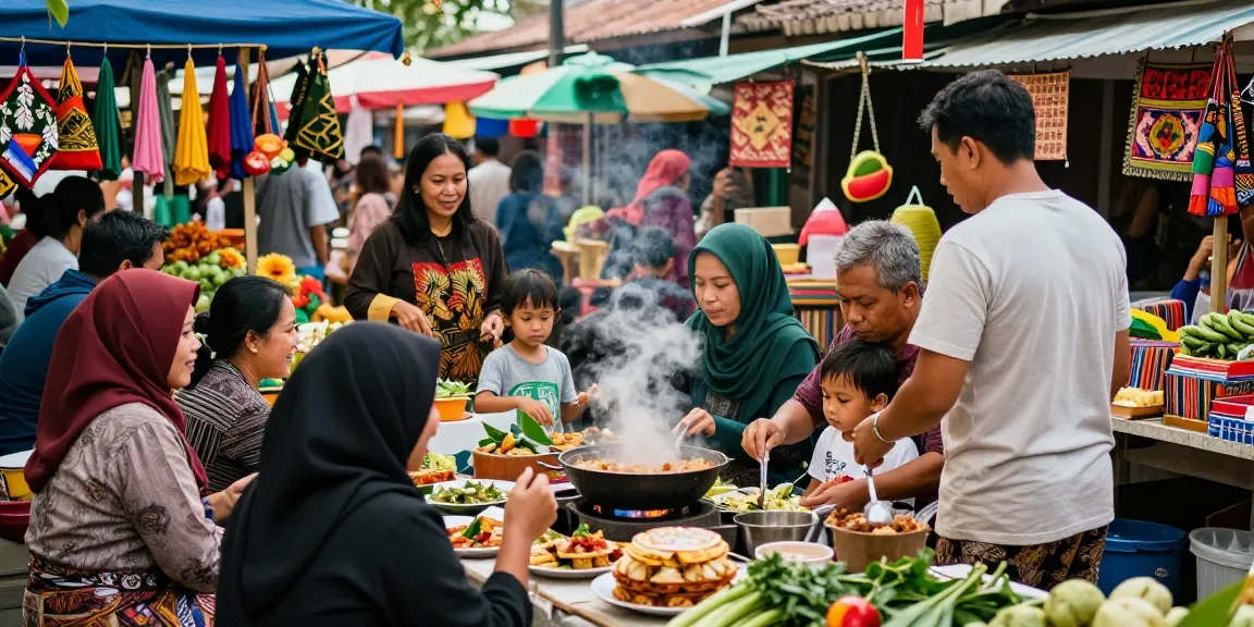 Acara komunitas di pasar lokal Indonesia dengan fokus pada Leci123 dan interaksi masyarakat.