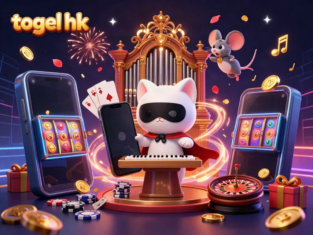 Menghadirkan togel hk dengan ilustrasi 3D kucing sepanjang opera, elemen kasino, dan perayaan yang meriah.
