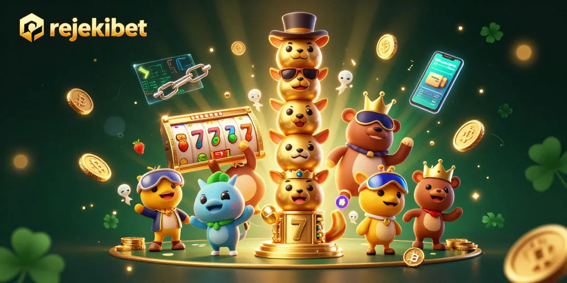 Experience thrilling gaming with rejekibet's vibrant-themed slots and crypto elements in a dynamic scene.