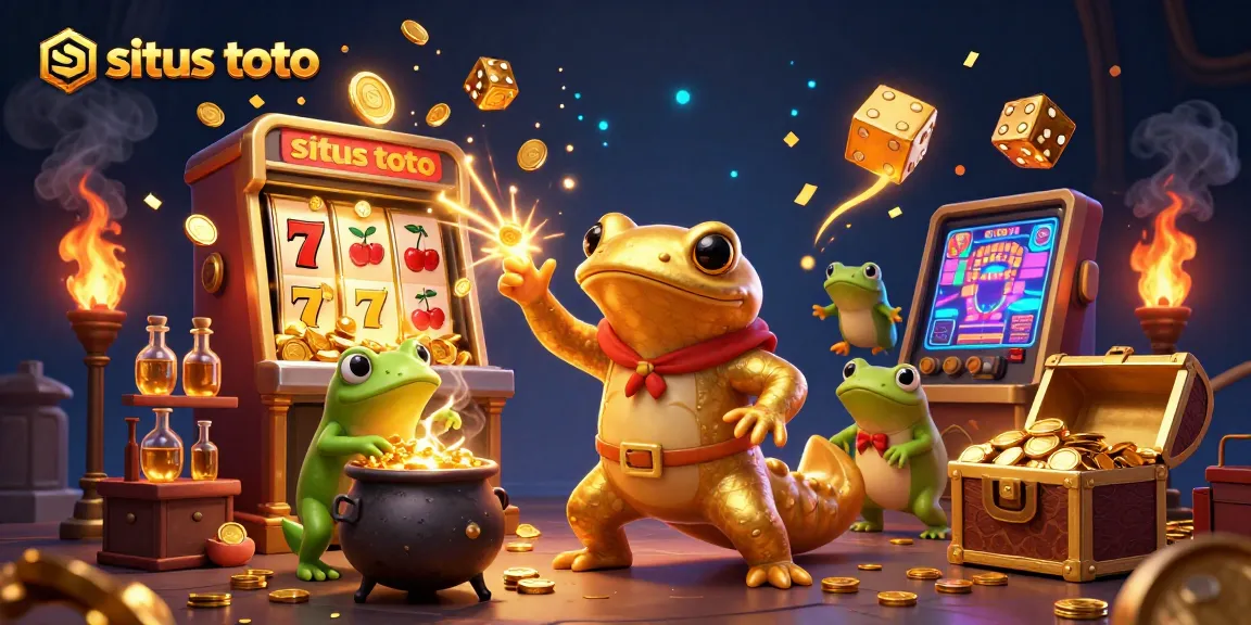 Mengungkap situs toto melalui ilustrasi 3D yang dinamis, menampilkan karakter alkemis dan elemen kasino yang berkilau.