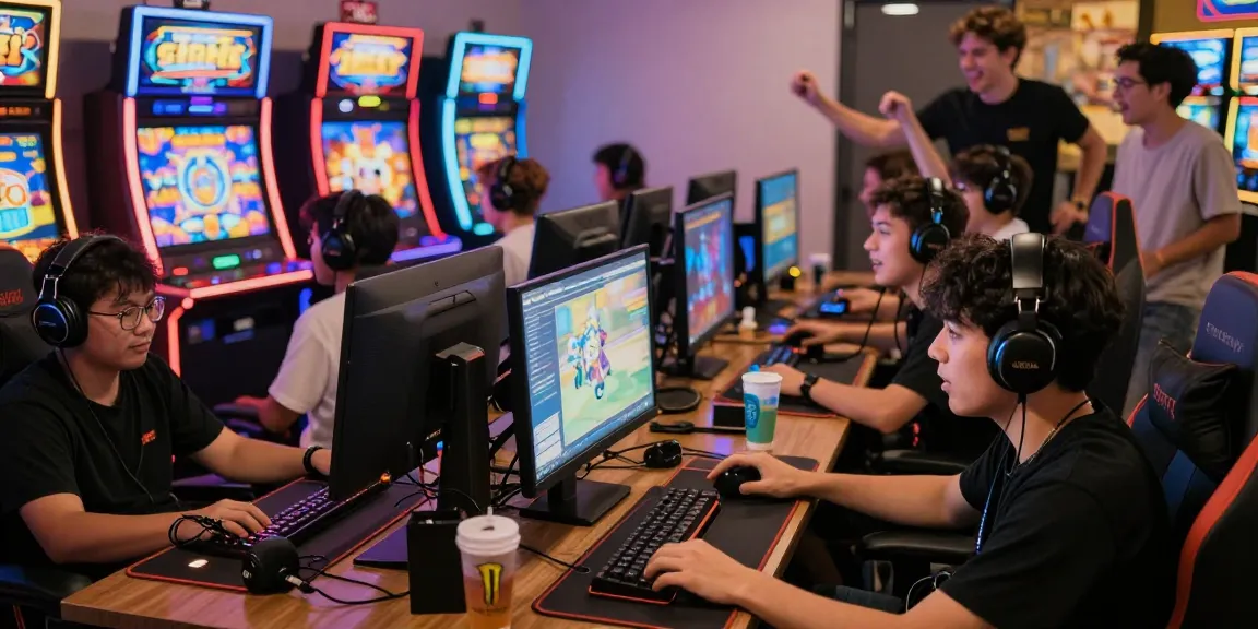 Pemain slot gacor berkumpul di ruang permainan, menikmati pengalaman bermain dengan semangat.
