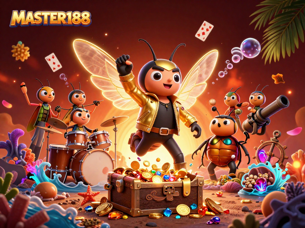 Engage with exciting gambling at MASTER188 featuring vibrant characters, treasures, and games.