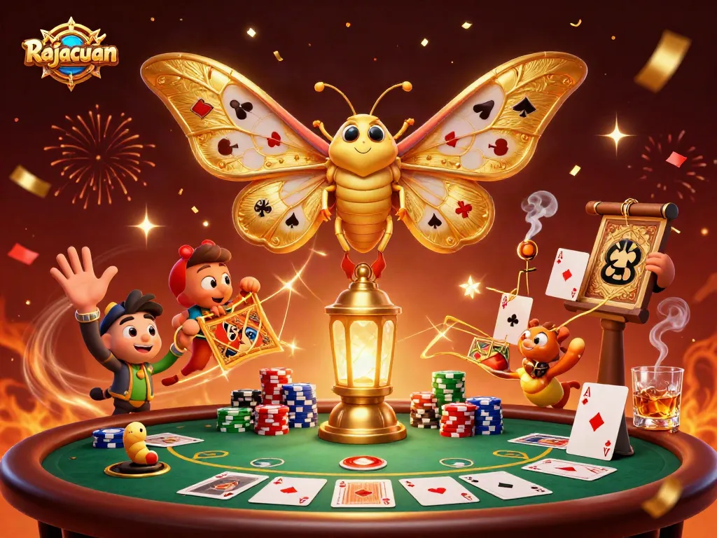Experience thrilling gameplay with Rajacuan in this vibrant casino scene featuring dynamic game elements.