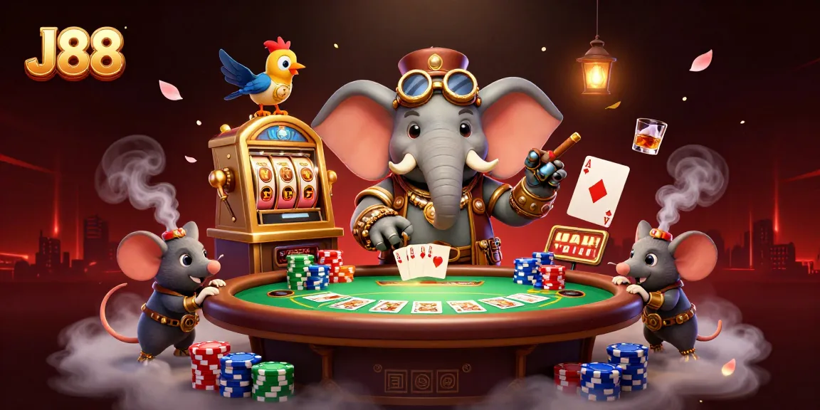 Spin the golden slot machine with J88 in a vibrant steampunk casino setting.
