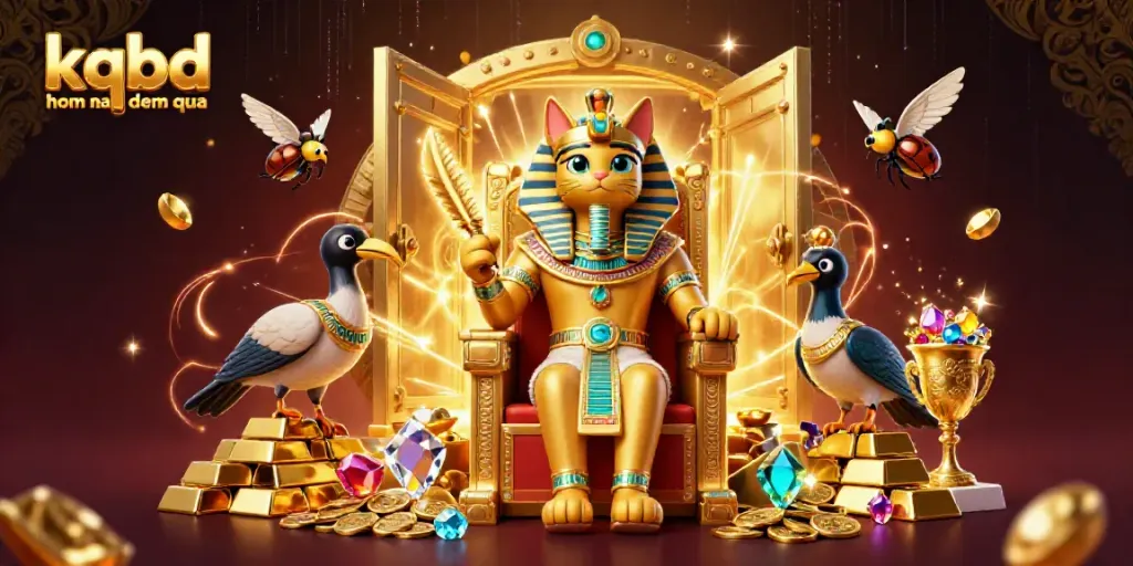 Experience the magic of kqbd hom nay dem qua with Egyptian-themed treasures in this vibrant illustration.
