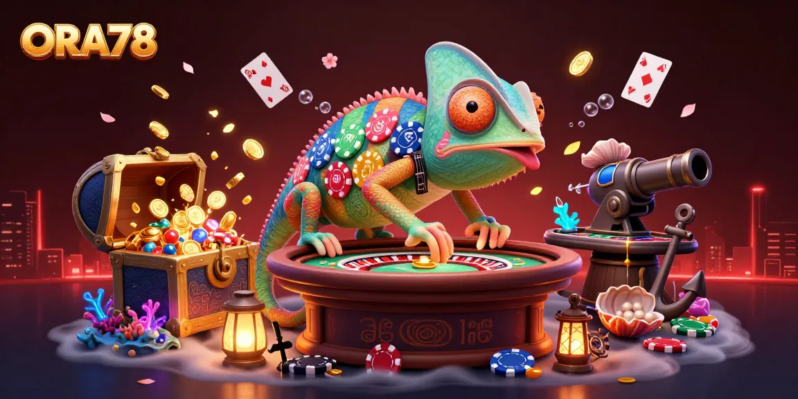 ORA78 menambah pengalaman bermain kasino online dengan karakter chameleon unik dan elemen permainan yang menarik.