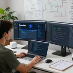 Developer showcasing Clawd Bot personal AI assistant in a modern software workspace