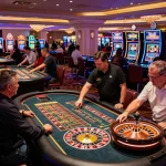 Experience the excitement of betting at roulette tables with rokok88 in a lively Vegas casino atmosphere.