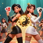 Rasakan sensasi kemenangan dengan slot QRIS di suasana kasino yang dinamis yang menampilkan dua wanita Asia kembar.