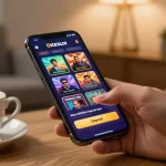 Main OKESlot Deposit Qris Tanpa Potongan action on smartphone showcasing casino gaming interface.