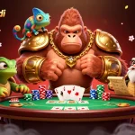 Engage with situs judi online resmi through thrilling poker action in a vibrant casino illustration.