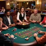 Players engaging with the roulette wheel at the sc88 casino, capturing the excitement of strategic betting.