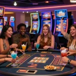 Keseruan bermain di LUXURY777 Daftar dalam kasino modern dengan pemain bergembira dan slot yang berkilauan.