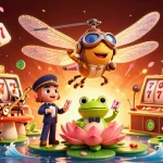 Spin to win with toto123 login slot in an engaging 3D casino scene full of vibrant characters.