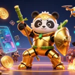Engage in exciting action at real money casinos Australia with dynamic gaming characters, showcasing vibrant animations and crypto elements.